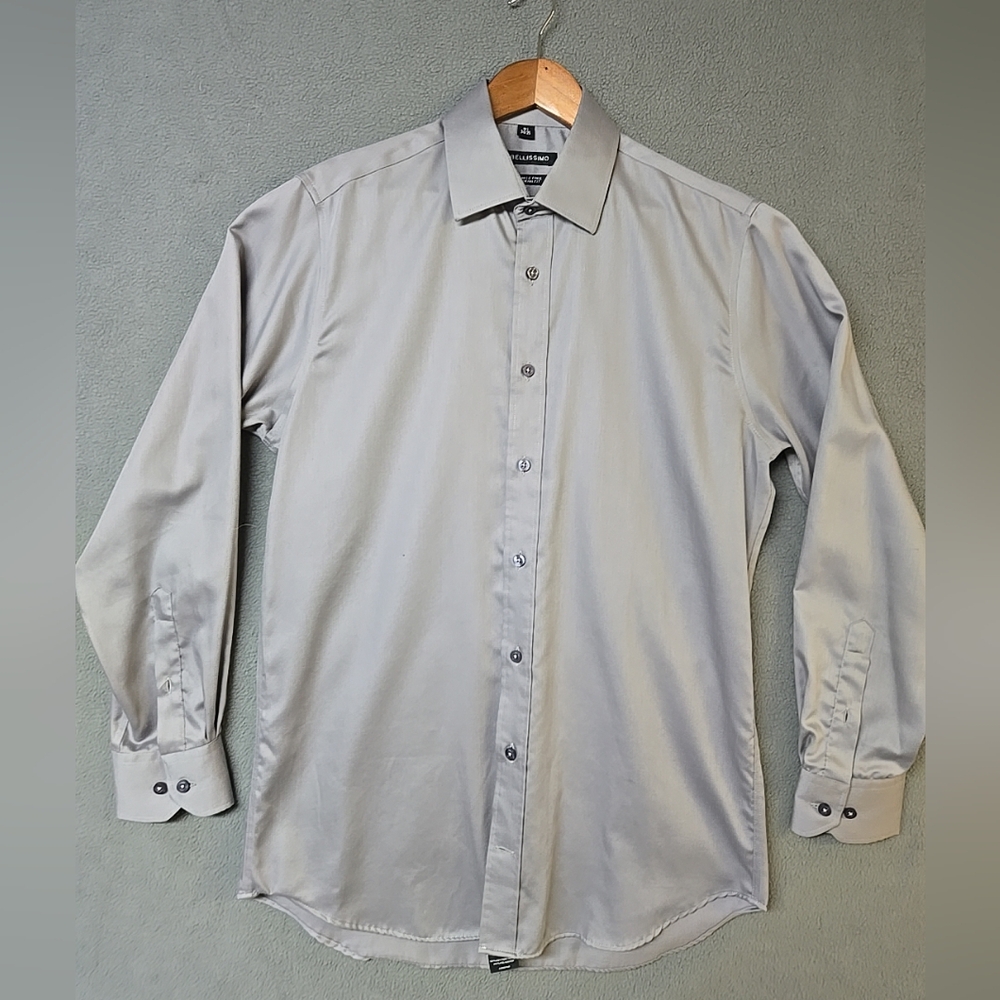 Men's large BELLISSIMO button-up dress shirt Gray - Very Clean - Formal Wear
